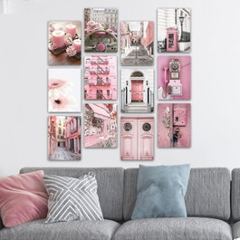 Wallity Set de 12 Cuadros Decorativos de MDF Multicolor